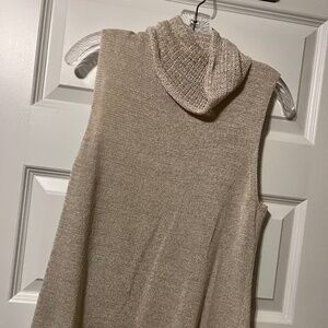 Tan sleeveless sweater  with cowl neck